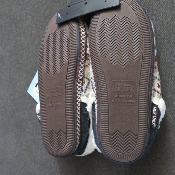 Muk Luks Sweater Knit Faux Shearling Indoor Outdoor Sole Slippers Size 7-8 - Picture 4 of 8